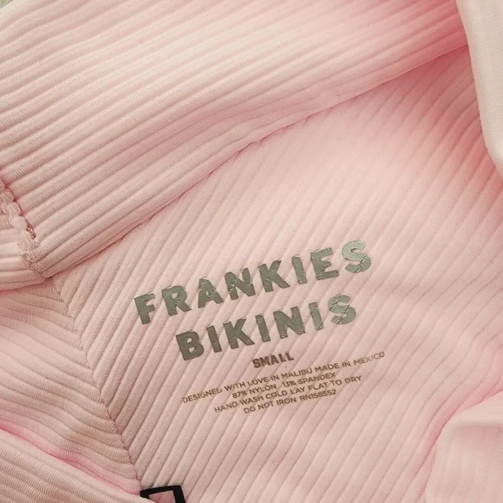 Frankie’s Bikinis Gavin Love Pink Luxe Ribbed Cheeky Bikini Bottom Small NWT